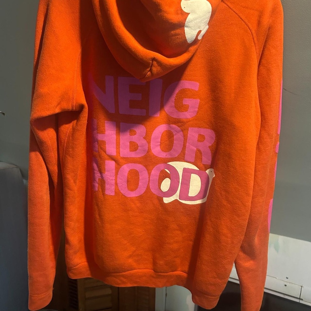 Freecity Orange Hoodie with Pink Lettering